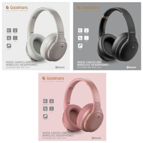 Goodmans High Performance Bluetooth Headphones Streaming Wireless 20hr