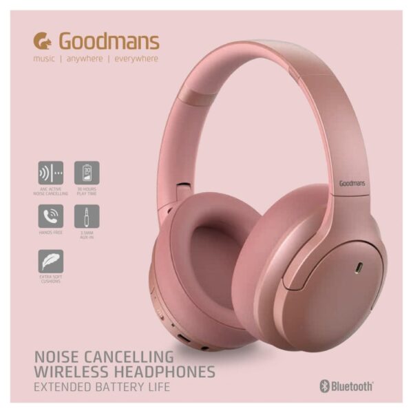 Goodmans High Performance Bluetooth Headphones Streaming Wireless 20hr