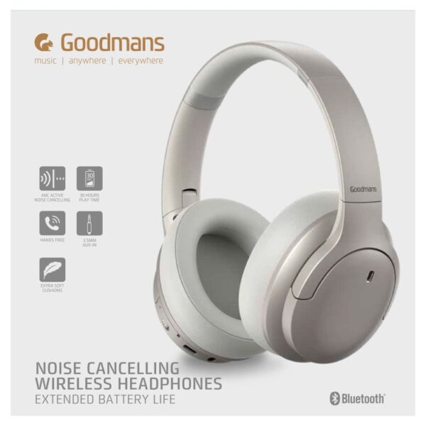 Goodmans High Performance Bluetooth Headphones Streaming Wireless 20hr