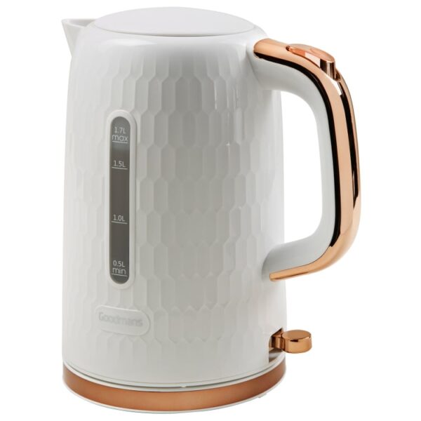 Goodmans Kitchen Set Microwave Toaster & Kettle White, Rose Gold Honeycomb Set